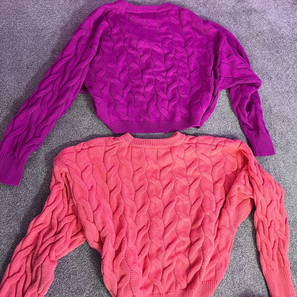 TWO Pink Rose sweaters